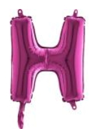 H harfi Fuya Ruby folyo balon sper kalite 14 inc 38 cm